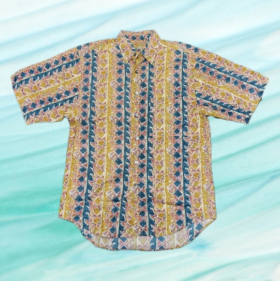 👣 The Territory Ahead Mens Abstract Tribal Button-up Short-Sleeve Shirt Size XL - Picture 7 of 7